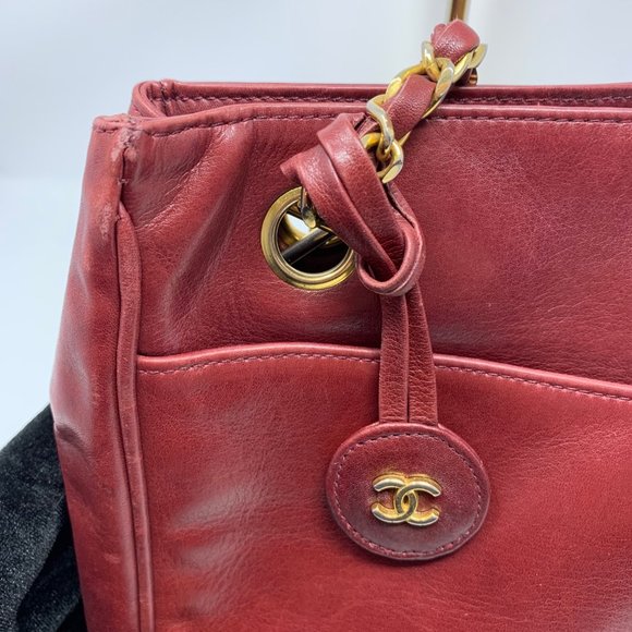 Authentic Chanel Shoulder Bag Bordeaux Lamb Skin - Picture 7 of 16